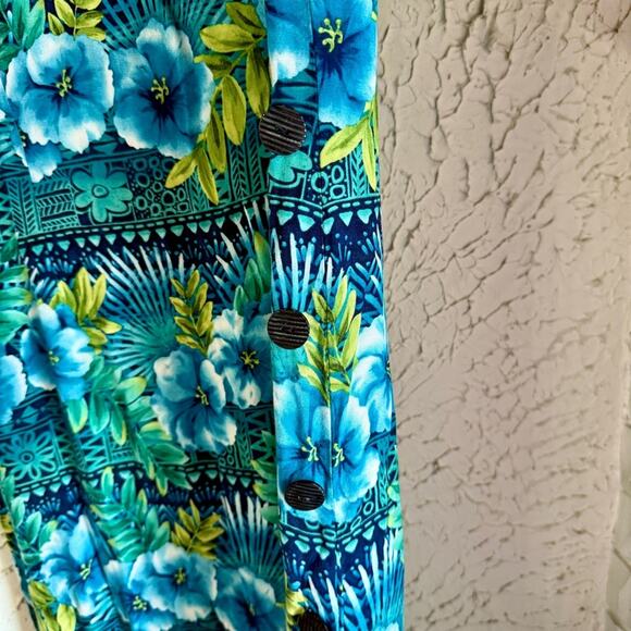 Vintage R&K Blue and Green Floral Maxi Dress - Picture 5 of 9